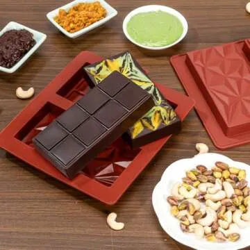 UWILLION Chocolate Bar Mold Deep Dubai 1 Inch 2 Pcs Pistachio Chocolate Bar Silicone Thick Mold for Stuffed Bar, Large Candy Bar Mould for Filling