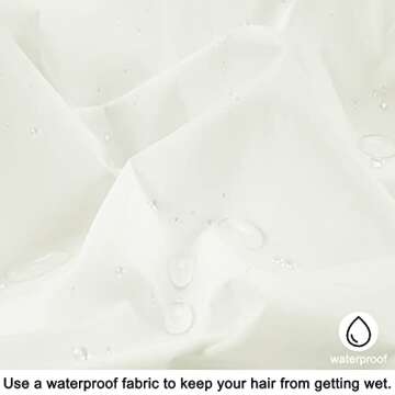 Reusable Shower Cap for Women, Large Waterproof Shower Bonnet Washable Elastic Band Bath Hair Hat for Long Hair, Braids(White)