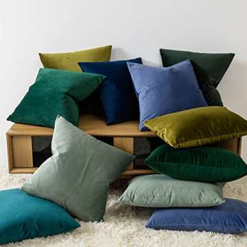 JUSPURBET Sage Velvet Throw Pillow Covers 20x20 inch Set of 2 for Living Room Couch Sofa Bedroom Decorative Square Solid Soft Cushion Cases with Invisible Zipper