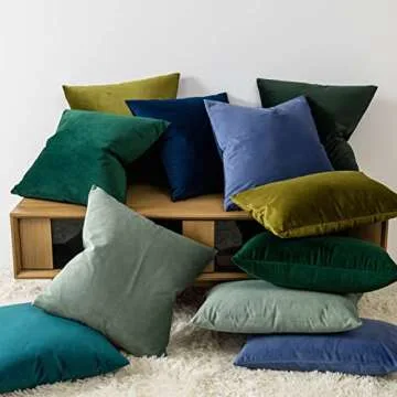 JUSPURBET Sage Velvet Throw Pillow Covers 20x20 inch Set of 2 for Living Room Couch Sofa Bedroom Decorative Square Solid Soft Cushion Cases with Invisible Zipper