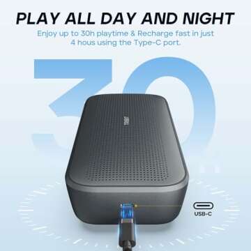 Tribit StormBox Flow Bluetooth Speaker, Portable Speaker with XBass, 30H Playtime Wireless Speaker, IP67 Waterproof, Bluetooth 5.3, TWS, Custom EQ, Type-C Speaker for Outdoor Travel Beach