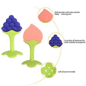 Haili XMGQ Baby Teething Toys, Silicone Baby Teether Freezer BPA Free, Soothe Babies Teething Relief Sore Gums, Banana Finger Toothbrush, Fruit Shape Giraffe Teether Set for Infant Boys and Girls