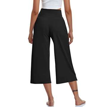 TARSE Women's Wide Leg Yoga Capris with Pockets