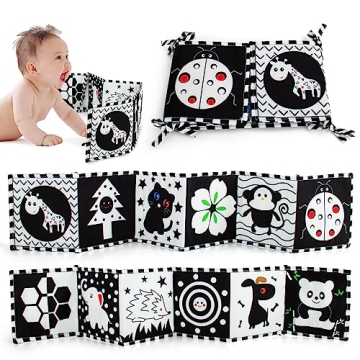 Cawgug Black and White High Contrast Soft Book for Babies - Early Education Tummy Time & Sensory Toy