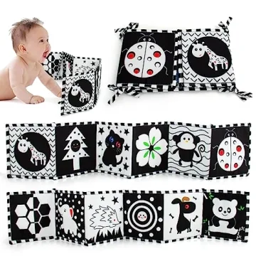 Cawgug Black and White High Contrast Soft Book for Babies - Early Education Tummy Time & Sensory Toy