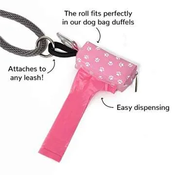 Doggie Walk Bags Large Dog Poop Bags on a Roll with Easy Tie Handles, Strong and Leak Proof Doggy Waste Bags, 72 Count, Pink Scented
