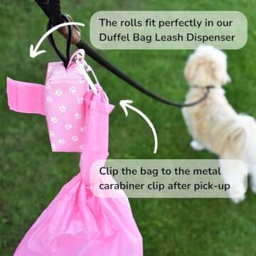 Doggie Walk Bags Large Dog Poop Bags on a Roll with Easy Tie Handles, Strong and Leak Proof Doggy Waste Bags, 72 Count, Pink Scented
