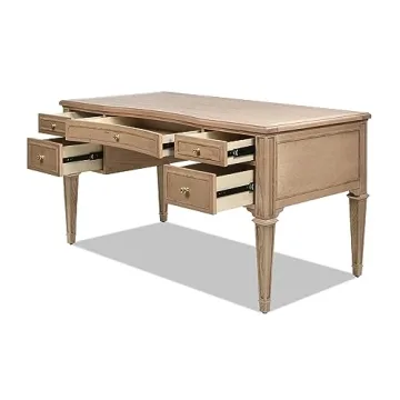 Elegant Dauphin Gold Accent Desk with 5 Drawers