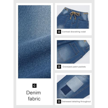 Baggy Barrel Horseshoe Jeans for Women - Stylish Comfort Blue