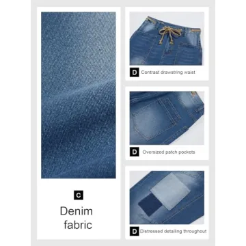 Baggy Barrel Horseshoe Jeans for Women - Stylish Comfort Blue