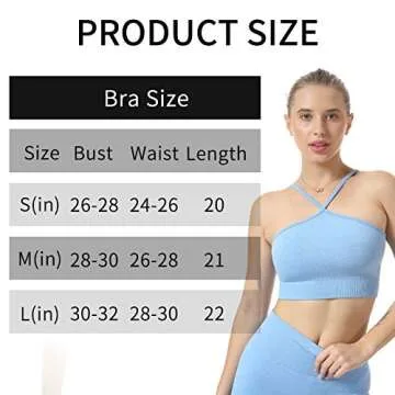Nicytore Women's Seamless Yoga Crop Bra Top Adjustable Straps with Removable Padded Athletic Fitness Tank Top Blue