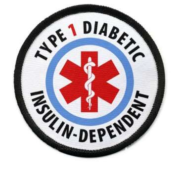 Creative Clam Type 1 Diabetic Insulin Dependent Medical Alert 2.5 Inch Black Rim Sew-on Patch