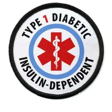 Creative Clam Type 1 Diabetic Insulin Dependent Medical Alert 2.5 Inch Black Rim Sew-on Patch