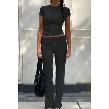 YETOWA Women's 2 Piece Lounge Outfits for Yoga and Comfort