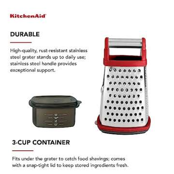 KitchenAid Gourmet 4-Sided Box Grater - Stainless Steel, Red