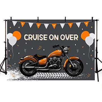 Motorcycle Birthday Backdrop for Kids' Parties and Events