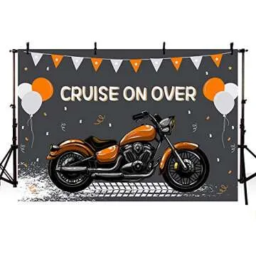 Motorcycle Birthday Backdrop for Kids' Parties and Events