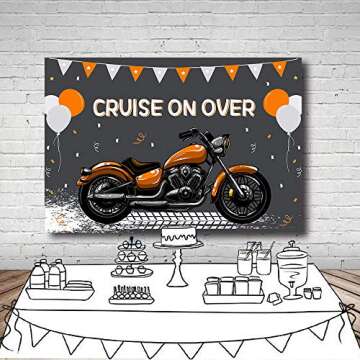 Motorcycle Birthday Backdrop for Kids' Parties and Events