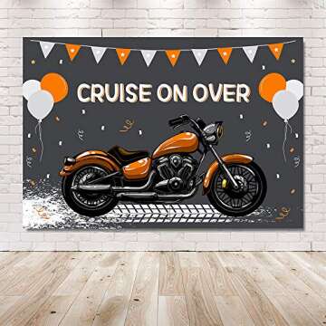Motorcycle Birthday Backdrop for Kids' Parties and Events