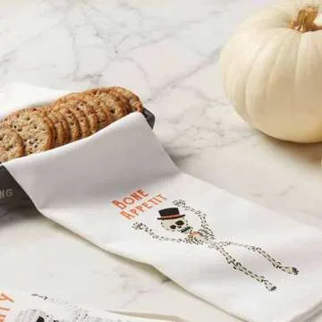 Mud Pie Coffin Cracker Dish and Towel Set of 2 (Gray), Towel 20" x 15" | Dish 1 1/2" x 10" x 4"