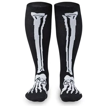 Skeleton Knee High Running Socks for Halloween Fun