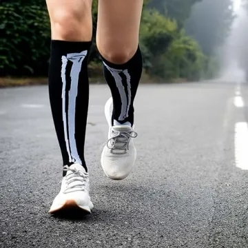 Skeleton Knee High Running Socks for Halloween Fun