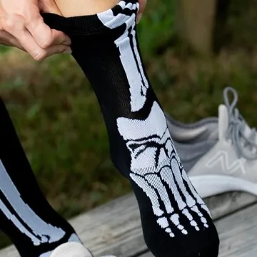 Skeleton Knee High Running Socks for Halloween Fun
