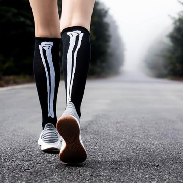 Skeleton Knee High Running Socks for Halloween Fun