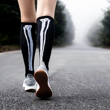 Skeleton Knee High Running Socks for Halloween Fun
