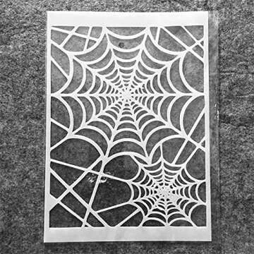 TIAMECH A4 Spider Web Net Stencils for Painting on Wood Reusable Halloween Layering Stencil DIY Scrapbook Coloring Decorative Size 8.3 x 11.7inch Templates