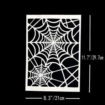TIAMECH A4 Spider Web Net Stencils for Painting on Wood Reusable Halloween Layering Stencil DIY Scrapbook Coloring Decorative Size 8.3 x 11.7inch Templates