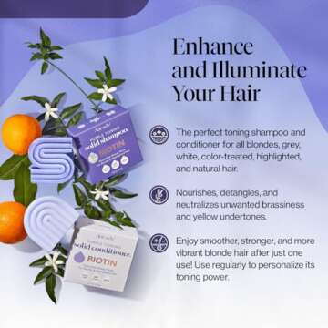 Kitsch Purple Shampoo & Conditioner Bar for Color Treated & Grey and white Hair, Made in Us, Toning ...