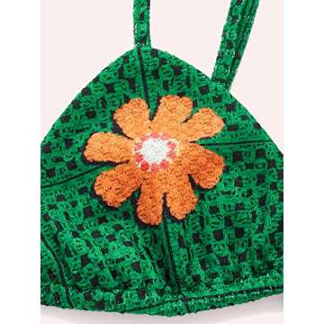 Verdusa Women's St Patrick's Day Outfits Floral Tie Backless Crop Top Cami and Split Side Skirt Set Dark Green S