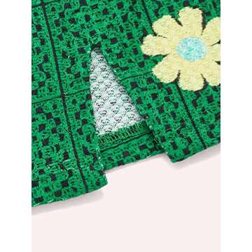 Verdusa Women's St Patrick's Day Outfits Floral Tie Backless Crop Top Cami and Split Side Skirt Set Dark Green S