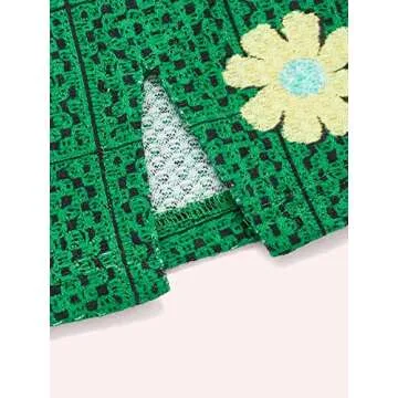 Verdusa Women's St Patrick's Day Outfits Floral Tie Backless Crop Top Cami and Split Side Skirt Set Dark Green S