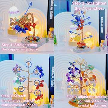 QINJIEJIE Amethyst Crystal Tree Natural Crystals Tree Copper Wire Feng Shui Energy Gemstone Purple Home Room Office Decor Christmas Spiritual Purple Gift for Women Men