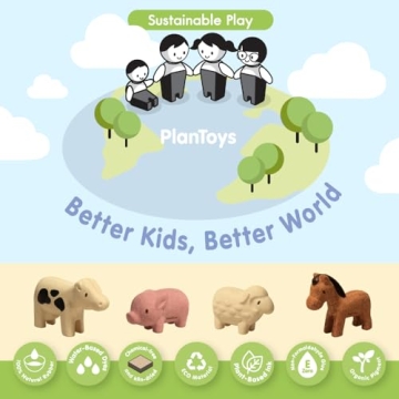PlanToys Farm Animal Figurines - Sustainable Play Fun for Kids