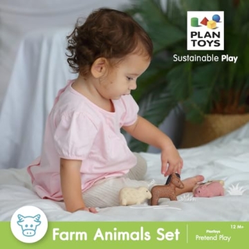 PlanToys Farm Animal Figurines - Sustainable Play Fun for Kids