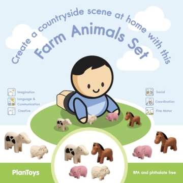 PlanToys Farm Animal Figurines - Sustainable Play Fun for Kids