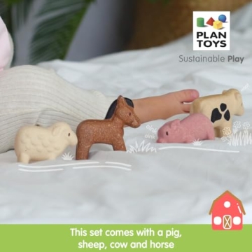 PlanToys Farm Animal Figurines - Sustainable Play Fun for Kids