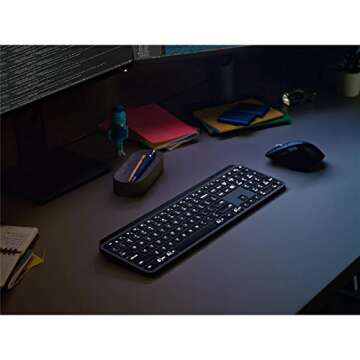 Logitech MX Keys Advanced Wireless Illuminated Keyboard, Tactile Responsive Typing, Backlighting, Bluetooth, USB-C, Apple macOS, Microsoft Windows, Linux, iOS, Android, Metal Build (Black)