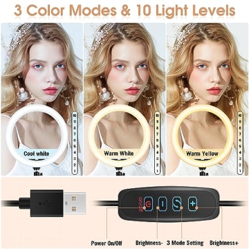 Adjustable 13-Inch LED Ring Light with Easy Stand
