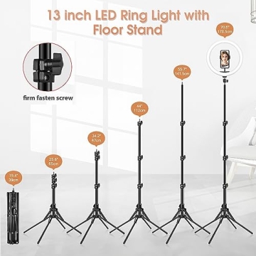 Adjustable 13-Inch LED Ring Light with Easy Stand