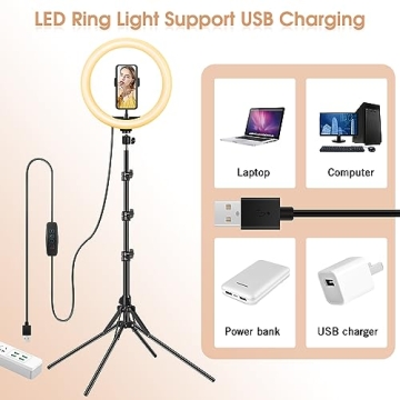 Adjustable 13-Inch LED Ring Light with Easy Stand