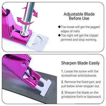 MelodySusie Acrylic Nail Clippers, Professional Nail Clippers Cutters for Acrylic Nails Fake Nail Tips, Adjustable Stainless Nail Trimmer, Manicure Tool for Salon Home Nail Art, Plum