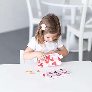 Bumkins Disney Reusable Snack Bags, for Kids School Lunch and for Adults Portion, Washable Fabric, W...