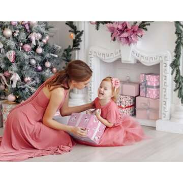 ZINTBIAL Pink Christmas Wrapping Paper for Kids Adults - Xmas Wrapping Paper with Nutcracker, Stocki...