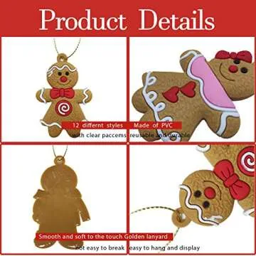 GuassLee 12 Pack Gingerbread Ornaments for Holiday Cheer