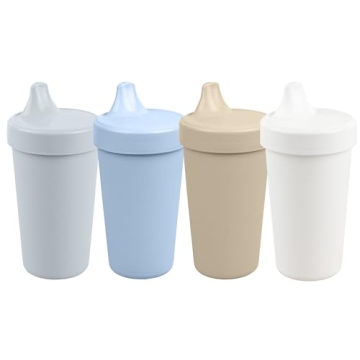 Re-Play Made in USA 10 Oz. Sippy Cups for Toddlers - Pack of 4 - Reusable Spill Proof Cups