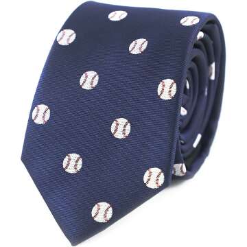 MENDEPOT Baseball Necktie - Unique Sports Gift Set